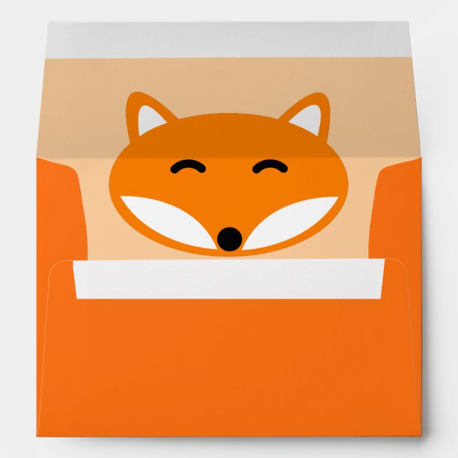 Cute orange fox cartoon kid's Birthday party Envelope (Back (Bottom))