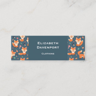 Cute Orange Fox Pattern Illustration Mini Business Card