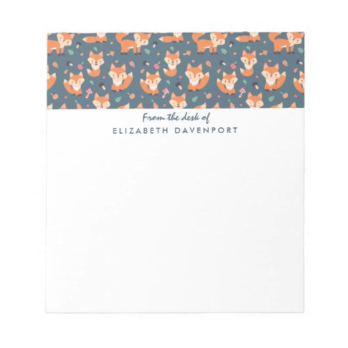 Cute Orange Fox Pattern Illustration Notepad
