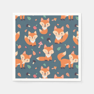 Cute Orange Fox Pattern Napkins