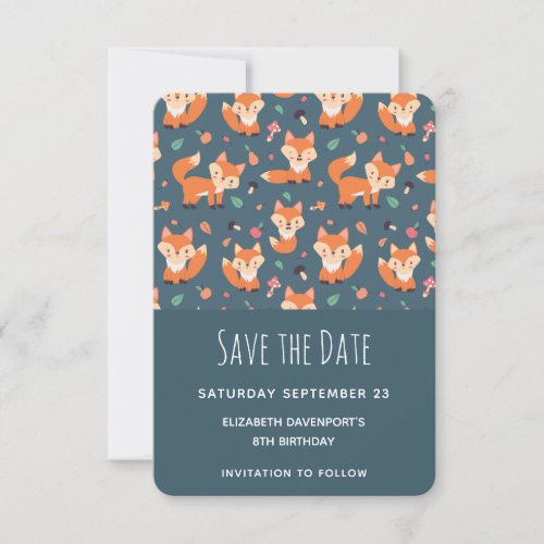 Cute Orange Fox Pattern Save The Date