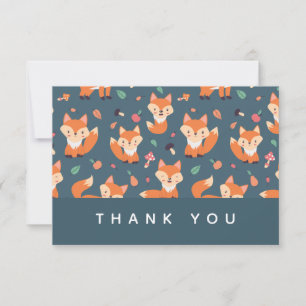 Cute Orange Fox Pattern Thank You