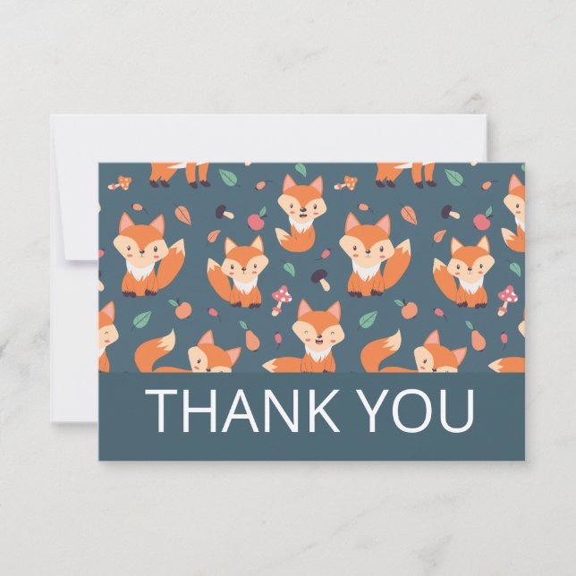 Cute Orange Fox Pattern Thank You (Front)