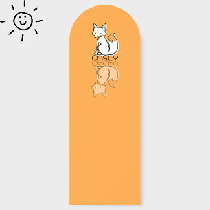 Cute Orange Fox Reflection Doodle Custom Name Bookmarks