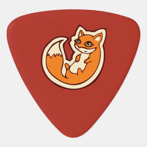 Cute Orange Fox White Belly Drawing Design Guitar Pick