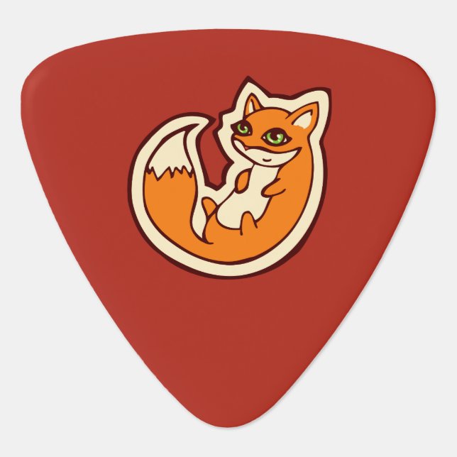 Cute Orange Fox White Belly Drawing Design Guitar Pick (Front)