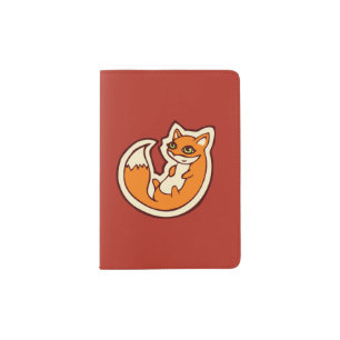 Cute Orange Fox White Belly Drawing Design Passport Holder
