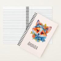 Cute Orange Fox with Floral Crown