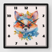 Cute Orange Fox with Floral Crown
