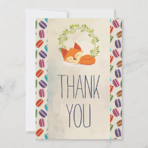 Cute Orange Fox with Wreath Thank You Card