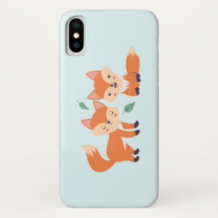 Cute Orange Foxes Graphic Illustration iPhone X Case