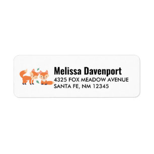 Cute Orange Foxes Graphic Illustration Label