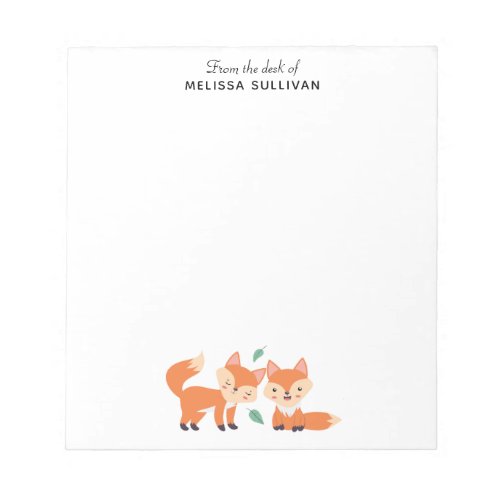 Cute Orange Foxes Graphic Illustration Notepad