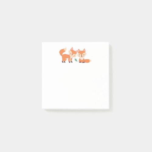 Cute Orange Foxes Graphic Illustration Post_it Notes
