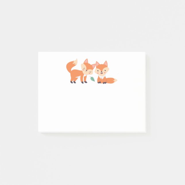 Cute Orange Foxes Graphic Illustration Post-it Notes (Front)