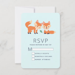 Cute Orange Foxes Graphic Illustration RSVP Card