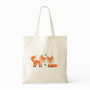 Cute Orange Foxes Graphic Illustration Tote Bag