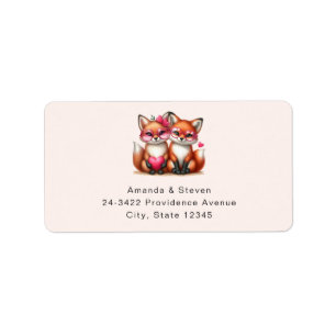 Cute Orange Foxes in Love Address Label