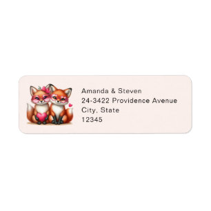 Cute Orange Foxes in Love Address Label