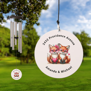 Cute Orange Foxes in Love Address Wind Chime