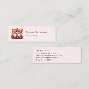 Cute Orange Foxes in Love Mini Business Card