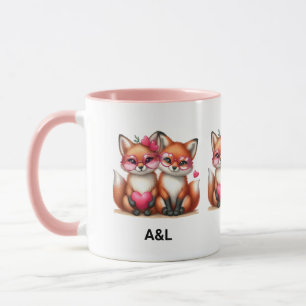 Cute Orange Foxes in Love Mug