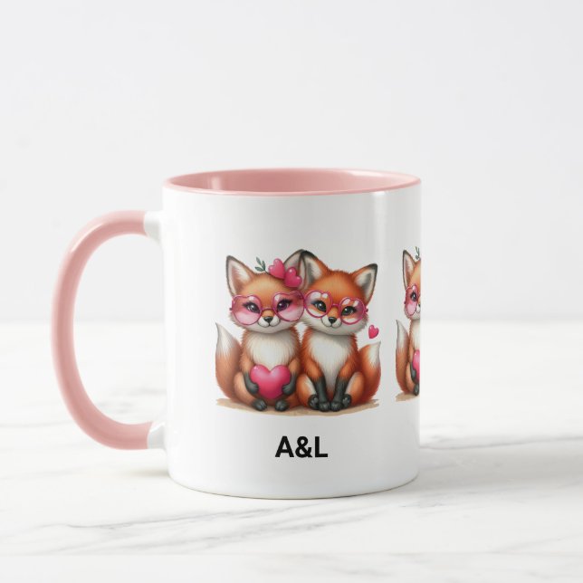 Cute Orange Foxes in Love Mug (Left)