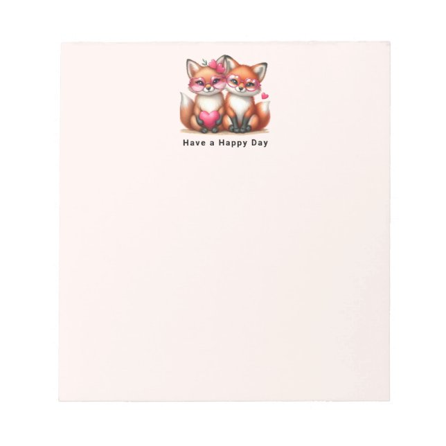 Cute Orange Foxes in Love Notepad (Front)