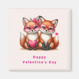 Cute Orange Foxes in Love Valentine's Day Magnet