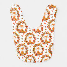CUTE ORANGE FOXES WITH AUTUMN LEAVES & ACORNS