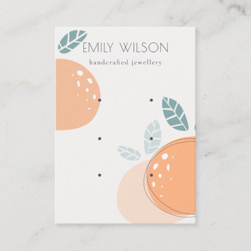 Cute Orange Fruit Abstract Bold 3 Earring Display Business Card