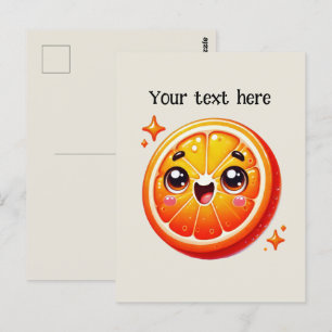 Cute orange fruit lovers postcard