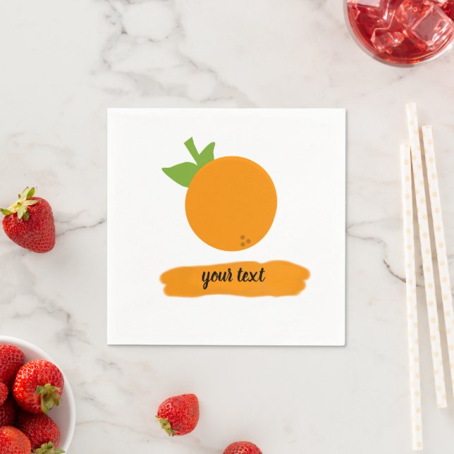 Cute orange fruit napkins with personalized text (Insitu)