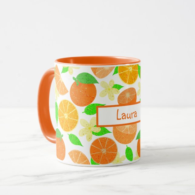 Cute orange fruit pattern custom name mug (Front Left)