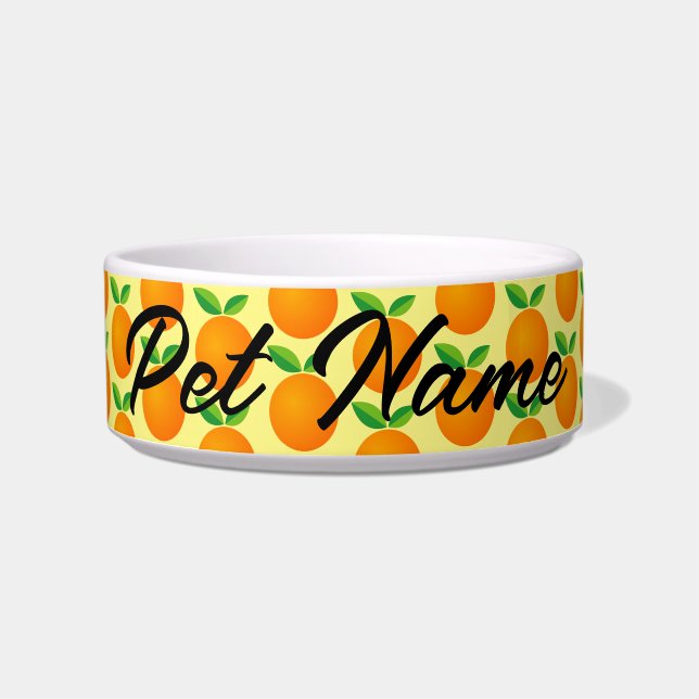 Cute orange fruit pattern custom pet bowl for dog (Front)