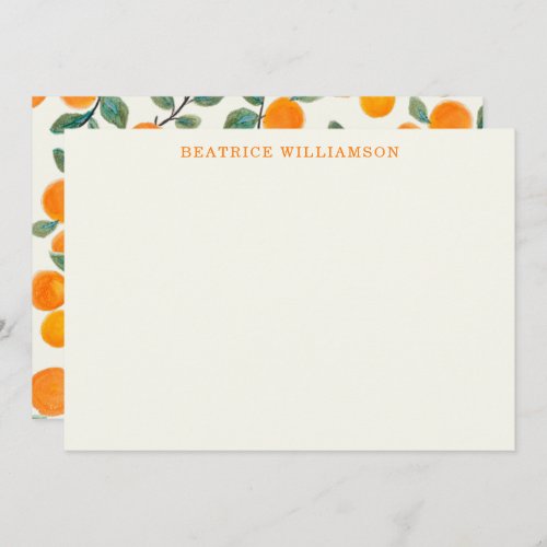 Cute Orange Fruit Watercolor Pattern Personalized Note Card