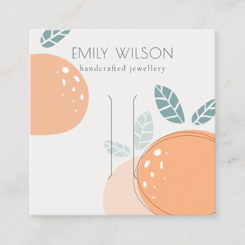 Cute Orange Fruity Abstract Bold Hair Clip Display Square Business Card