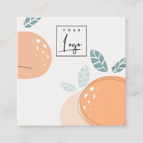 Cute Orange Fruity Abstract Bold Necklace Display Square Business Card