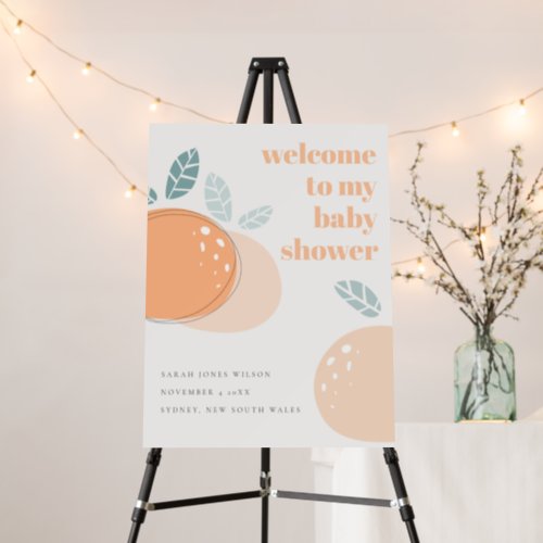 Cute Orange Fruity Bold Baby Shower Welcome Foam Board