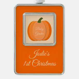 Cute Orange Gender Neutral Pumpkin 1st Christmas Ornament