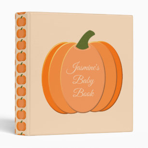 Cute Orange Gender Neutral Pumpkin Baby Book 3 Ring Binder