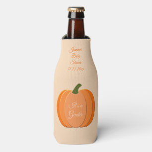 Cute Orange Gender Neutral Pumpkin Baby Shower Bottle Cooler