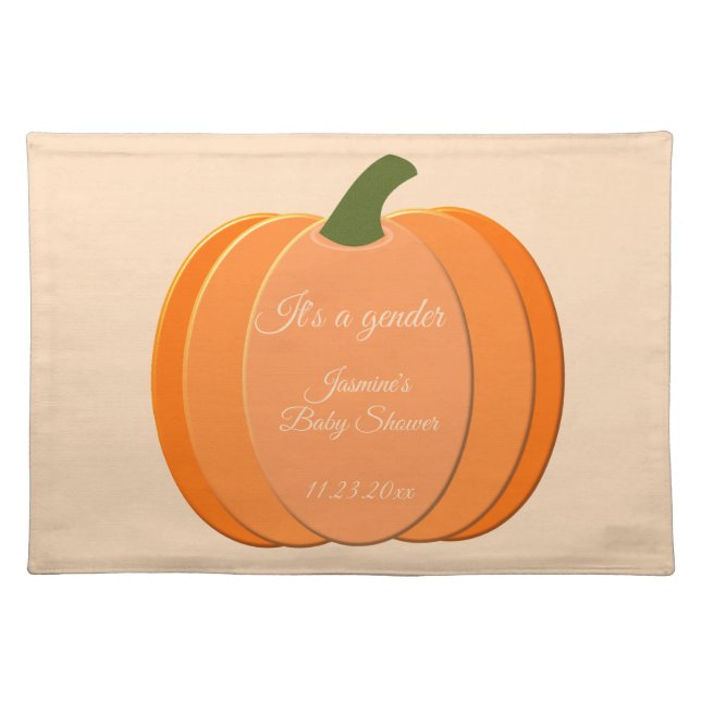 Cute Orange Gender Neutral Pumpkin Baby Shower Cloth Placemat (Front)