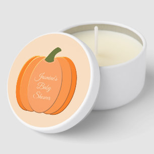 Cute Orange Gender Neutral Pumpkin Baby Shower Mini Candle Favors