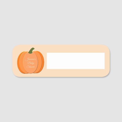 Cute Orange Gender Neutral Pumpkin Baby Shower Name Tag