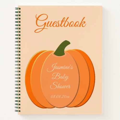 Cute Orange Gender Neutral Pumpkin Baby Shower Notebook