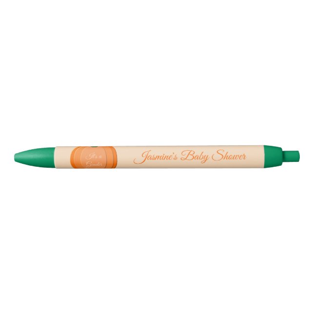 Cute Orange Gender Neutral Pumpkin Baby Shower Pen (Front)