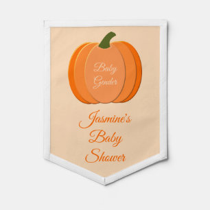 Cute Orange Gender Neutral Pumpkin Baby Shower Pennant