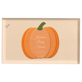 Cute Orange Gender Neutral Pumpkin Baby Shower Place Card Holder