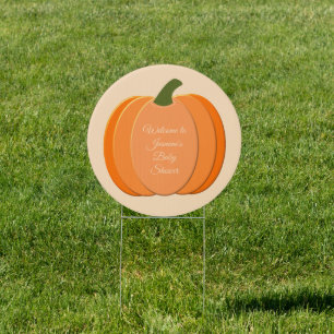 Cute Orange Gender Neutral Pumpkin Baby Shower Sign